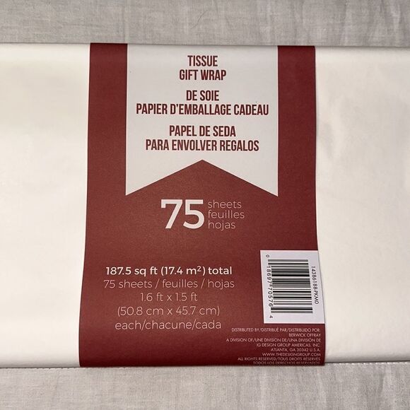 Shipping Supplies: 75 Sheets of Sheer Plain White Tissue Gift Wrap - Picture 2 of 7